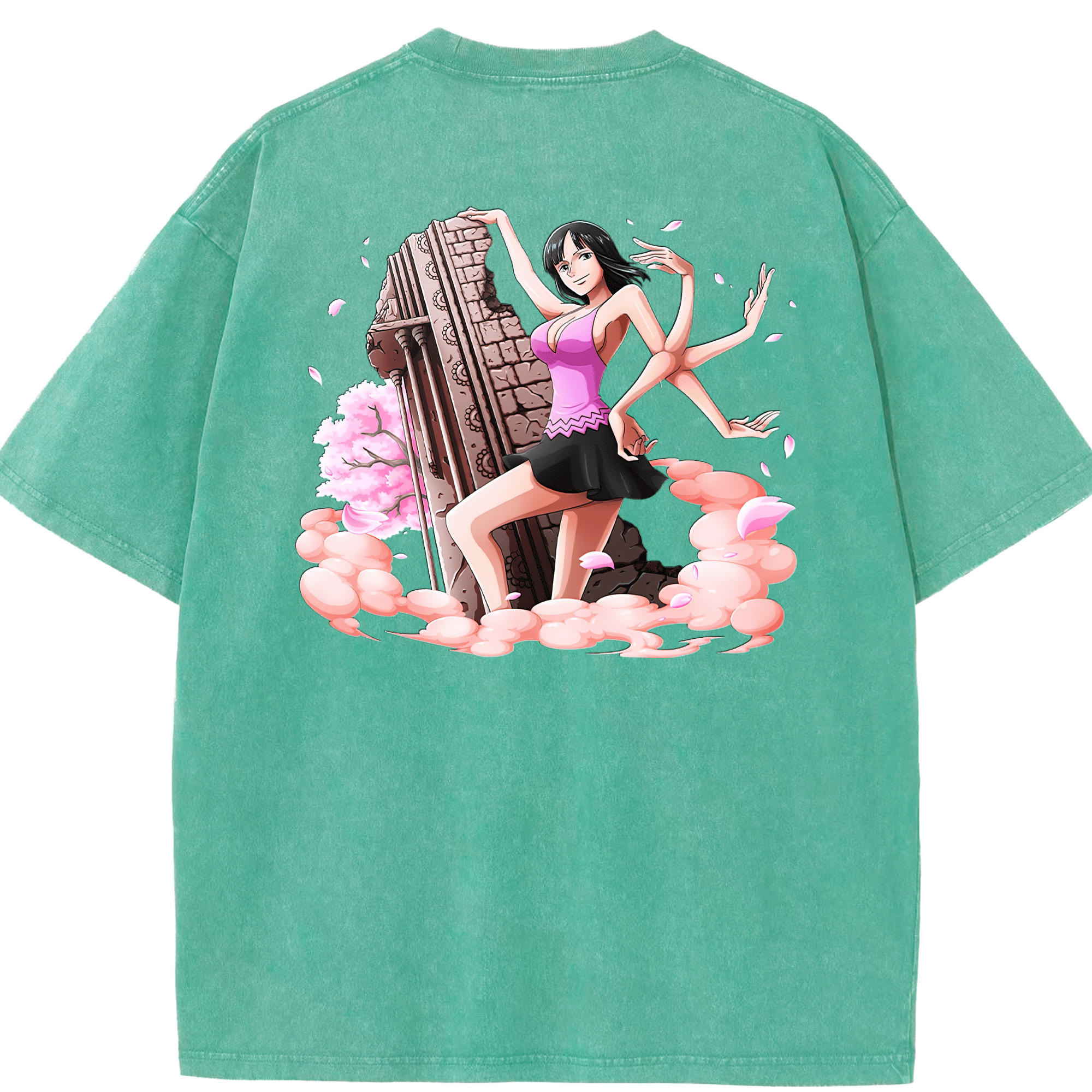 ワンピース ニコ・ロビン ONE PIECE Nico Robin 綿100% ヴィンテージ風 半袖Tシャツ（背面プリント）